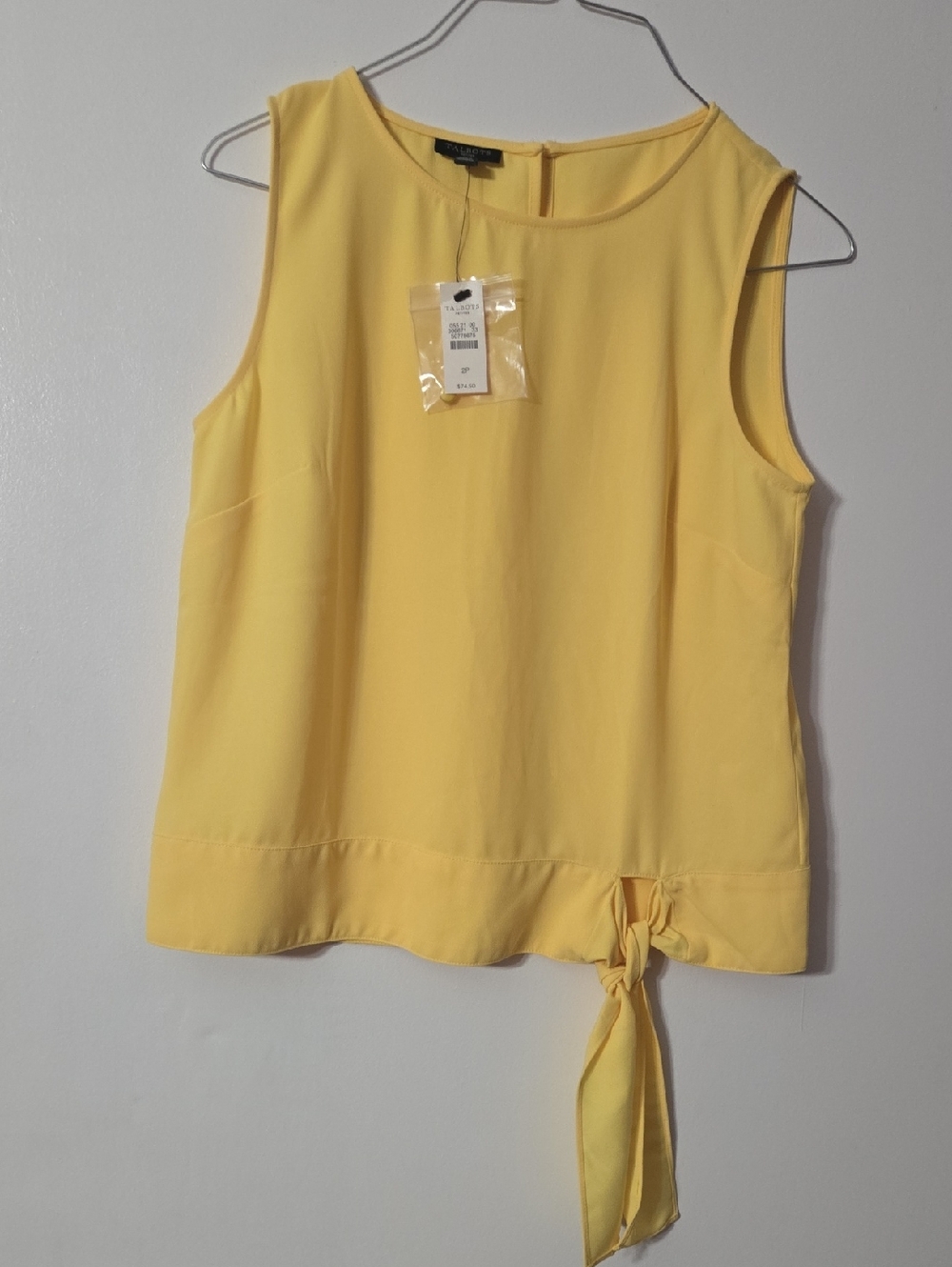Talbots Yellow Sleeveless Tie-Hem Camisole